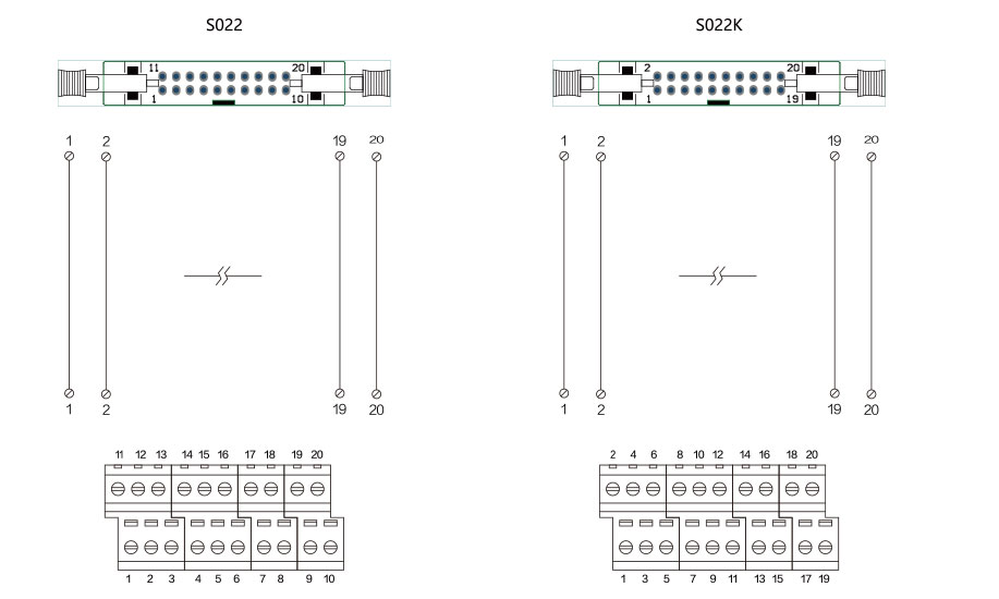 20位端子臺(tái)--S022-S022K接線圖