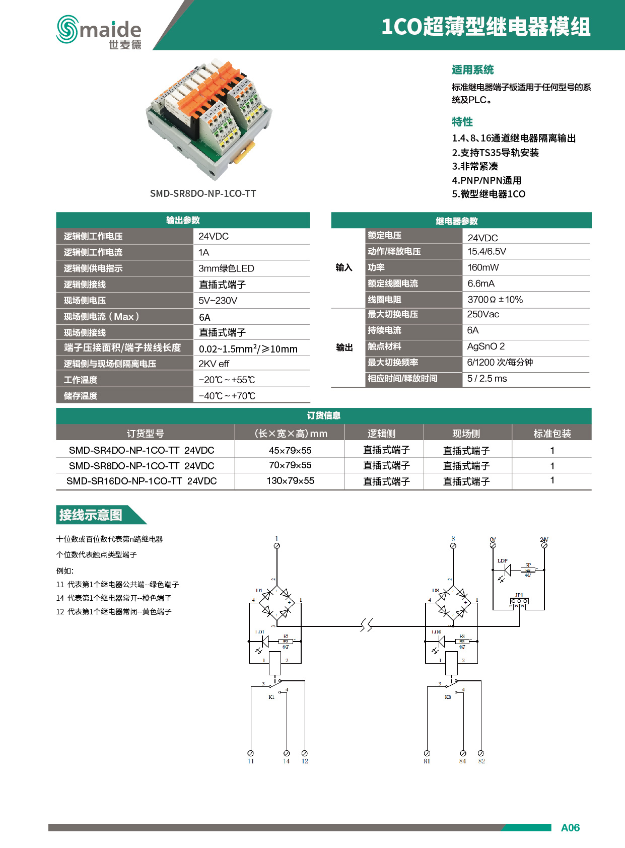 直插式1CO薄型繼電器模組