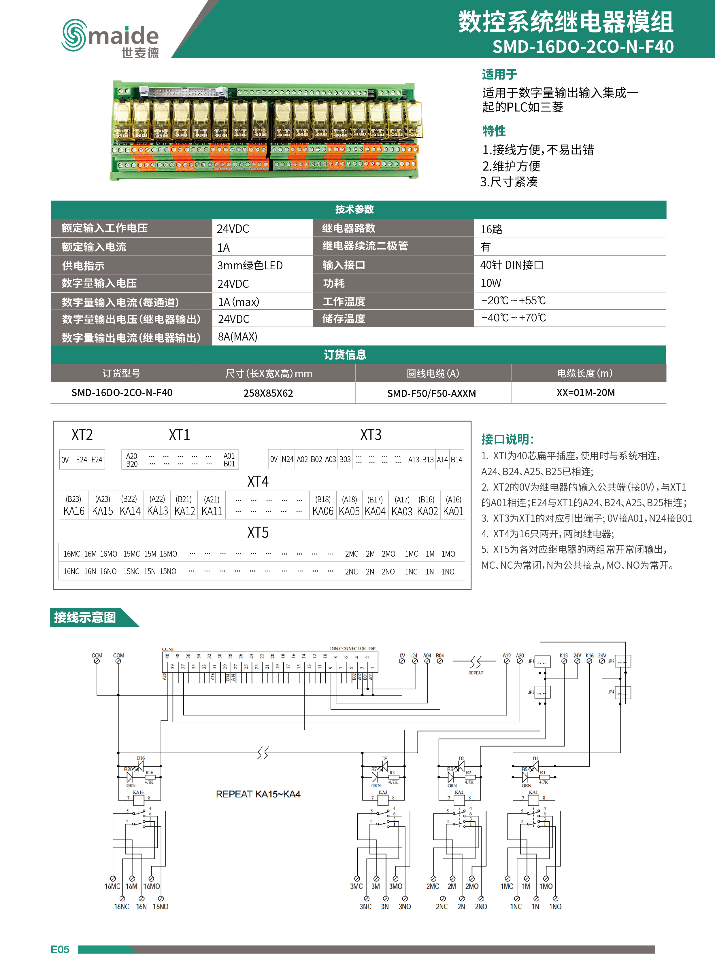 數(shù)控系統(tǒng)繼電器模組 SMD-16DO-2CO-N-F40