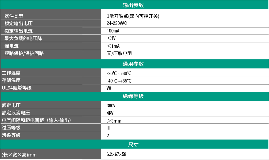 光電耦合器端子 交流輸出AC 100mA