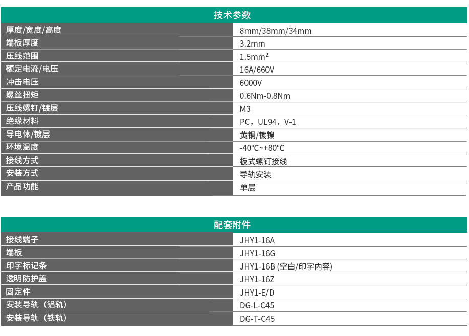 JHY1系列板式螺釘接線端子 JHY1-16A