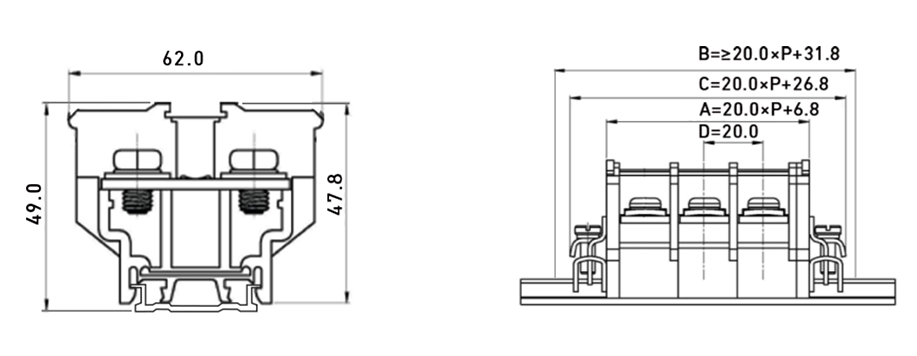 JHY1系列板式螺釘接線端子 JHY1-100A