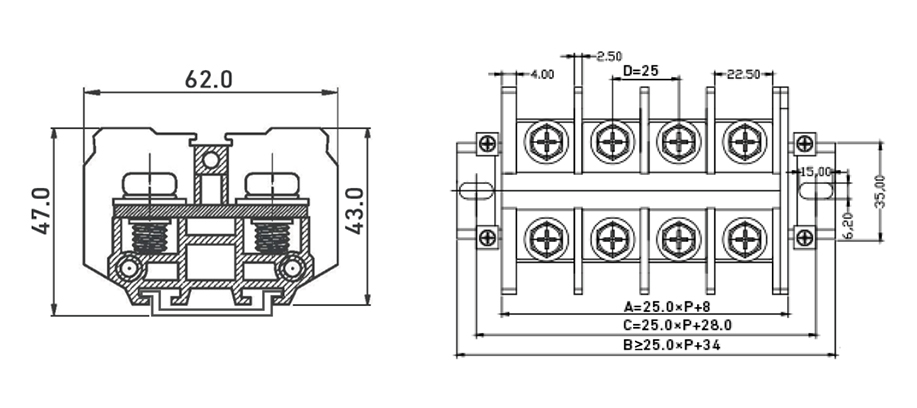 TR系列板式螺釘接線端子 TR-100A