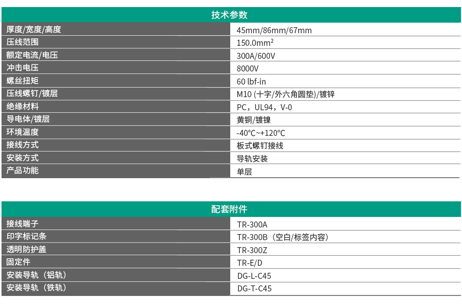 TR系列板式螺釘接線端子 TR-300A