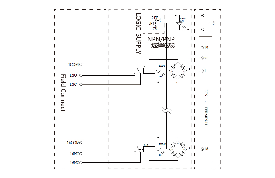 8路超薄1開(kāi)1閉繼電器輸出模組 SMD-SR08DO NP 1CO DC24V